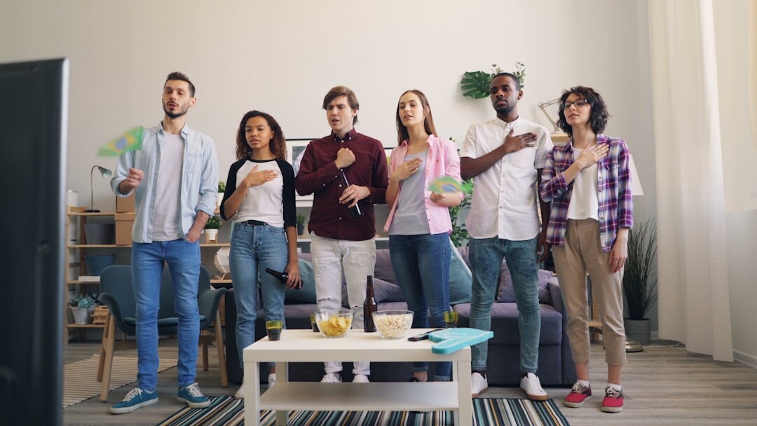 group of friends watching tv